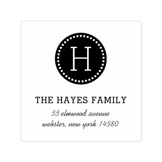 Tampon Auto-encreur Timbre d'adresse de monogramme de famille circulai (Design)