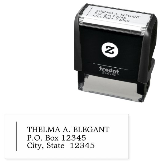 Tampon Auto-encreur Timbre d'adresse de retour aligné gauche classique (En situation)