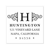 Tampon Auto-encreur Timbre d'adresse de retour de monogramme (Design)