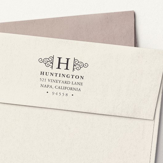 Tampon Auto-encreur Timbre d'adresse de retour de monogramme