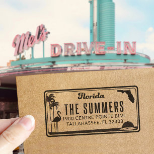 Tampon Auto-encreur Timbre d'adresse de retour de plaque de licence Fl