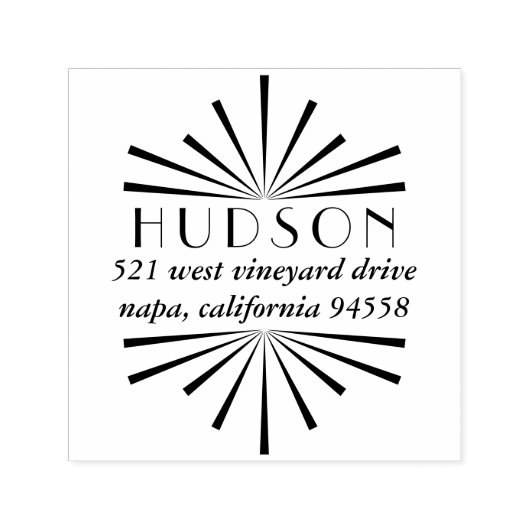 Tampon Auto-encreur Timbre d'adresse de retour de Sunburst Déco (Design)