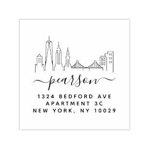 Tampon Auto-encreur Timbre d'adresse de retour d'horizon de New York