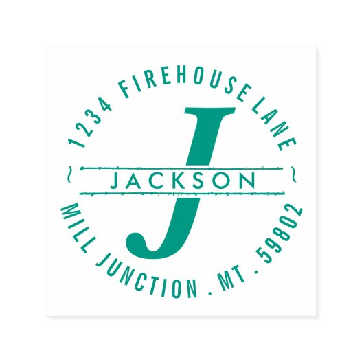 Tampon Auto-encreur Timbre d'adresse de retour monogramme circulaire a (Design)