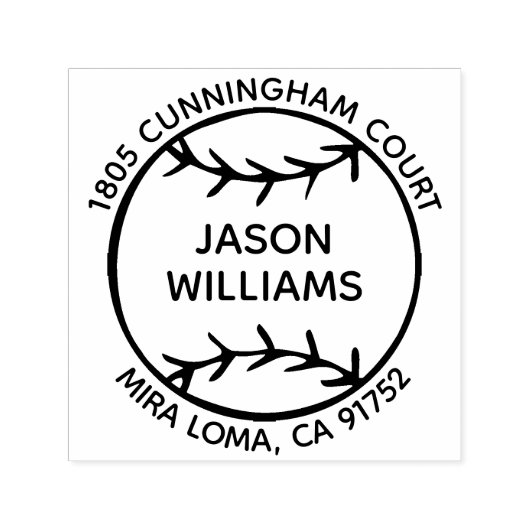 Tampon Auto-encreur Timbre d'adresse de retour personnalisé de basebal (Design)