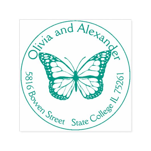 Tampon Auto-encreur Timbre d'adresse de retour personnalisée Monarch B (Design)