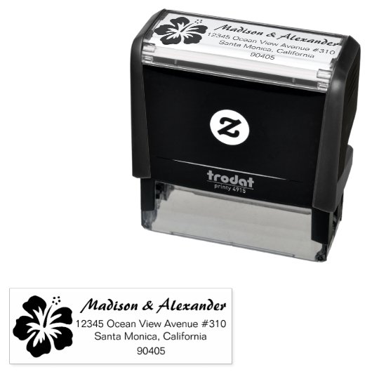 Tampon Auto-encreur Timbre D'Adresse Fleur Hibiscus, Timbre Auto-Encre (En situation)