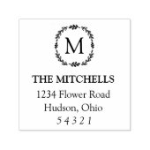 Tampon Auto-encreur Timbre d'adresse Laurel Monogramme (Design)