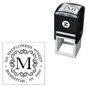 Tampon Auto-encreur Timbre d'adresse monogramme (En situation)