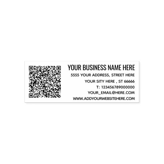 Tampon Auto-encreur Timbre d'adresse personnalisé avec code QR (Design)