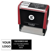 Tampon Auto-encreur Timbre d'auto-connexion d'adresse du logo d'entrep (En situation)