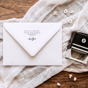 Tampon Auto-encreur Timbre de Adresse de Retour de Mariage Floral Vint