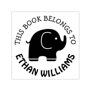 Tampon Auto-encreur Timbre De Baby Elephant Ce Livre Appartient À