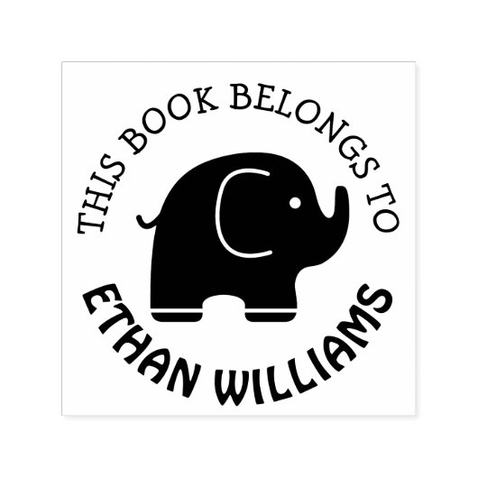 Tampon Auto-encreur Timbre De Baby Elephant Ce Livre Appartient À (Design)