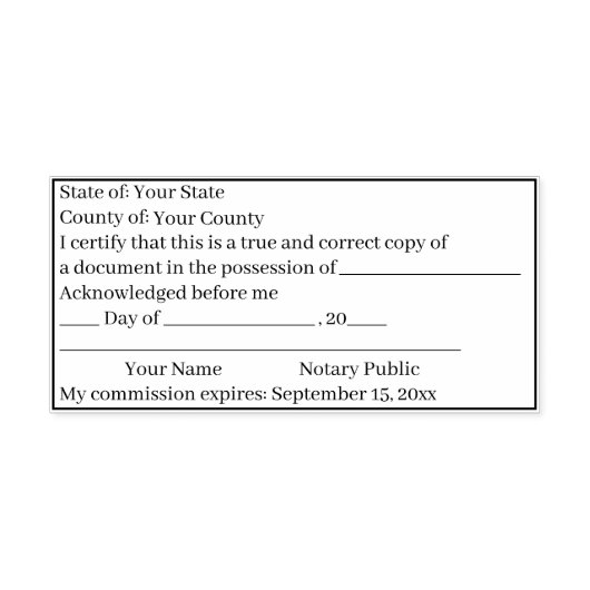 Tampon Auto-encreur Timbre de certification de copie publique standard (Design)