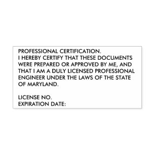 Tampon Auto-encreur Timbre de certification du génie professionnel du 