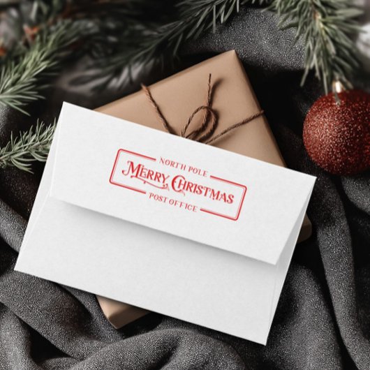 Tampon Auto-encreur Timbre de Noël rouge pour la poste