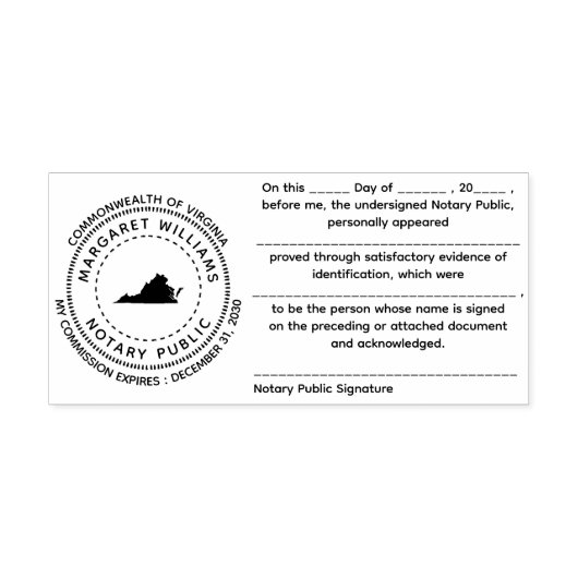 Tampon Auto-encreur Timbre de reconnaissance publique notaire de Virgi (Design)