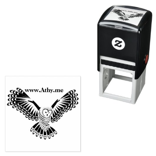 Tampon Auto-encreur Timbre en caoutchouc Athy Ireland Owl (En situation)