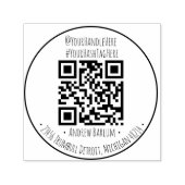 Tampon Auto-encreur Timbre en caoutchouc auto-encastré du code QR rond (Design)