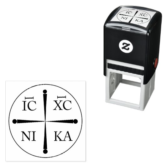 Tampon Auto-encreur Timbre en caoutchouc Christogram ICXC NIKA (En situation)