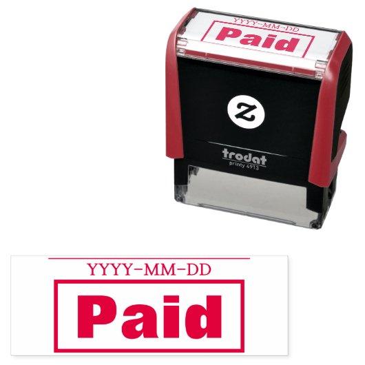 Tampon Auto-encreur Timbre en caoutchouc de base "payé" (En situation)