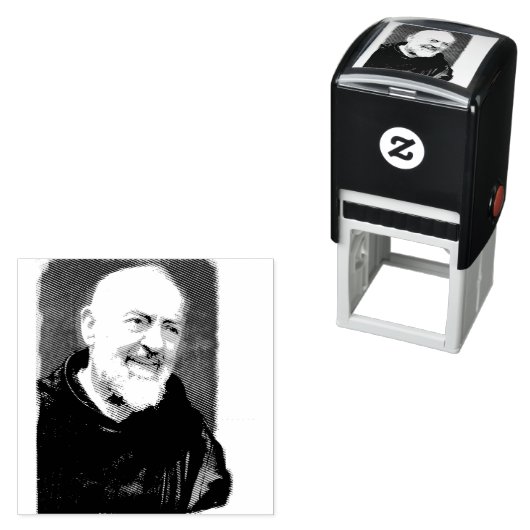 Tampon Auto-encreur Timbre en caoutchouc Padre Pio (En situation)