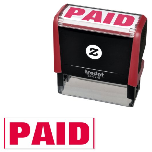 Tampon Auto-encreur Timbre en caoutchouc "PAYÉ" (En situation)