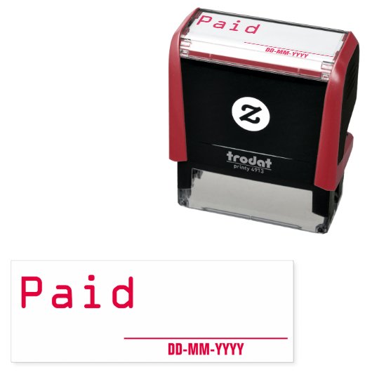 Tampon Auto-encreur Timbre en caoutchouc "payé" minimal (En situation)