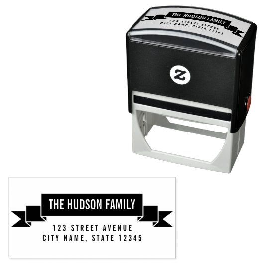 Tampon Auto-encreur Timbre en caoutchouc personnalisé de charme ruban (En situation)