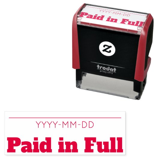 Tampon Auto-encreur Timbre en caoutchouc simple "payé en entier" (En situation)