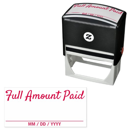 Tampon Auto-encreur Timbre en caoutchouc simple "plein montant payé" (En situation)