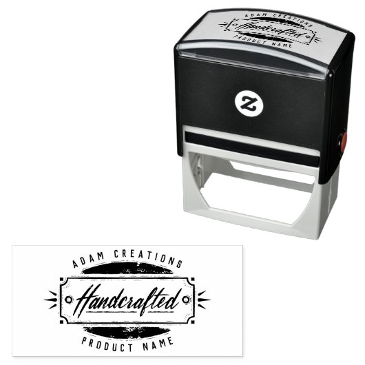 Tampon Auto-encreur Timbre Étiquette personnalisé artisanal (En situation)