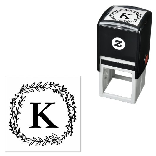 Tampon Auto-encreur Timbre Laurel Wreath Monogram (En situation)