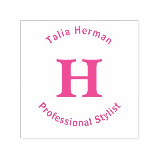 Tampon Auto-encreur Timbre Monogramme carré avec lignes supérieures et (Design)