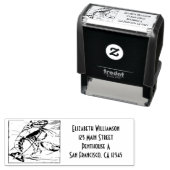 Tampon Auto-encreur Timbre personnalisé avec homard dans l'océan (En situation)