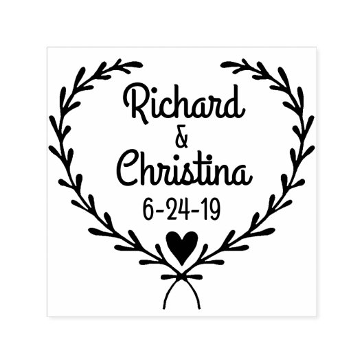 Tampon Auto-encreur Timbre personnalisé simple Laurel Heart (Design)