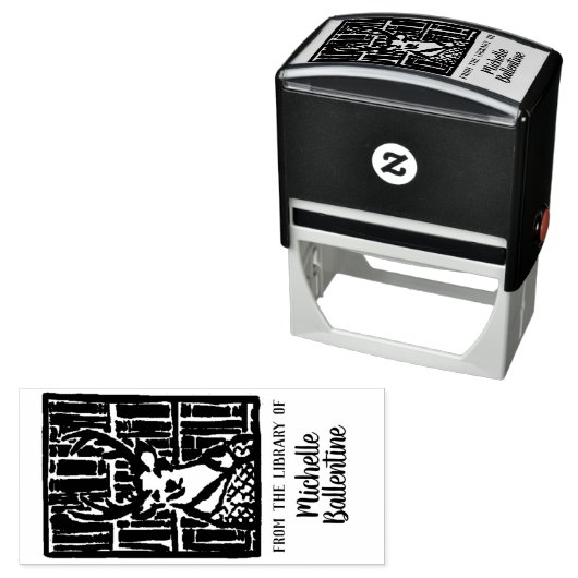 Tampon Auto-encreur Timbre plaque de bibliothèque de cerfs (En situation)