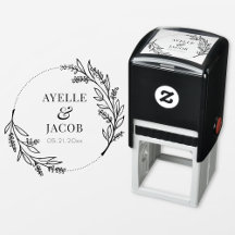 Timbre pour mariage en caoutchouc de monogramme de