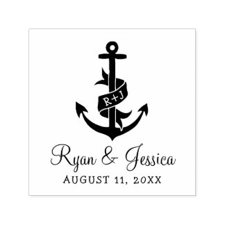 Tampon Auto-encreur Timbre pour mariage Monogramme Ancre