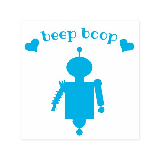 Tampon Auto-encreur Timbre Robot Bop Boop Cute (Design)