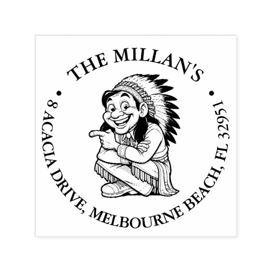 Tampon Auto-encreur Timbre sur le thème souriant des Amérindiens qui s (Design)