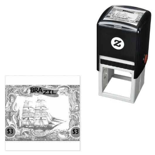 Tampon Auto-encreur Timbres-poste avec le Brésil (En situation)