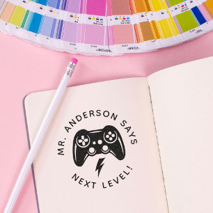 Tampon Auto-encreur Timer de l'enseignant personnalisé Gamer de retour