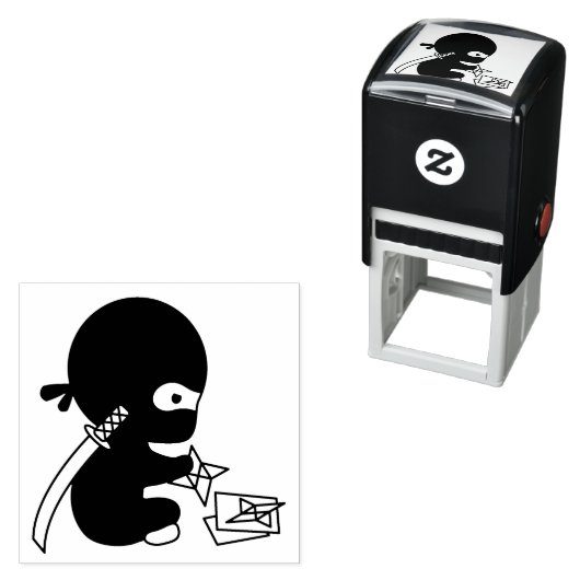 Tampon Auto-encreur Tiny Ninja Folding Origami Star (En situation)