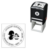 Tampon Auto-encreur Tiny Ninja Watering Bonsai Tree Round Address (En situation)