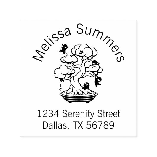 Tampon Auto-encreur Tiny Ninjas dans Bonsai Arch Adresse (Design)