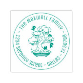 Tampon Auto-encreur Tiny Ninjas dans Bonsai Tree Family Address Round (Design)