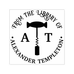Tampon Auto-encreur Tire-bouchon de vin Bibliothèque Nom du livre