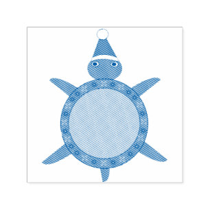 Tampon Auto-encreur Tortue de Noël mignonne avec coquille de fleurs
